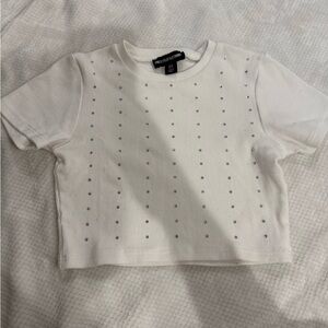 white rhinestone crop top